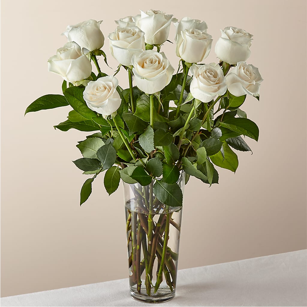 Long Stem White Rose Bouquet – Broadway Gifts And Flowers, Farmington NM