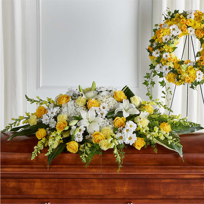Golden Harmony Casket Spray –  Broadway Gifts And Flowers, Farmington NM